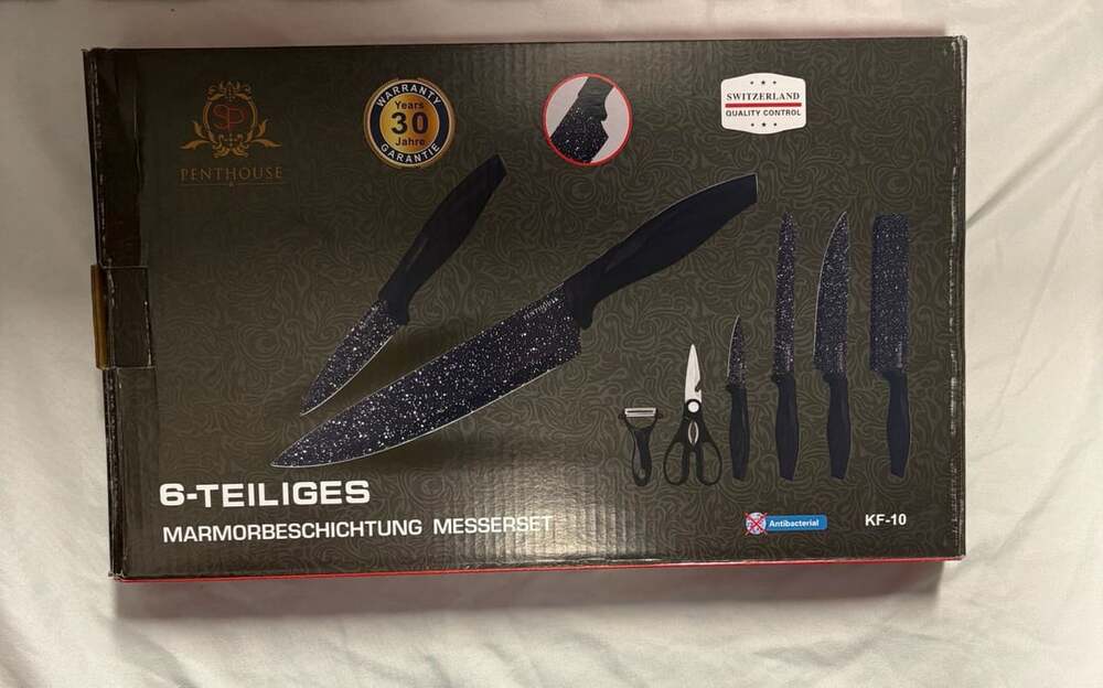Penthouse 6-Teiliges Marmorbeschichtung Messerset KF-10 Black Marble Knife Set
